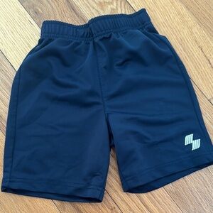 Blue Elastic Waist Mid-Thigh Shorts with Drawstring